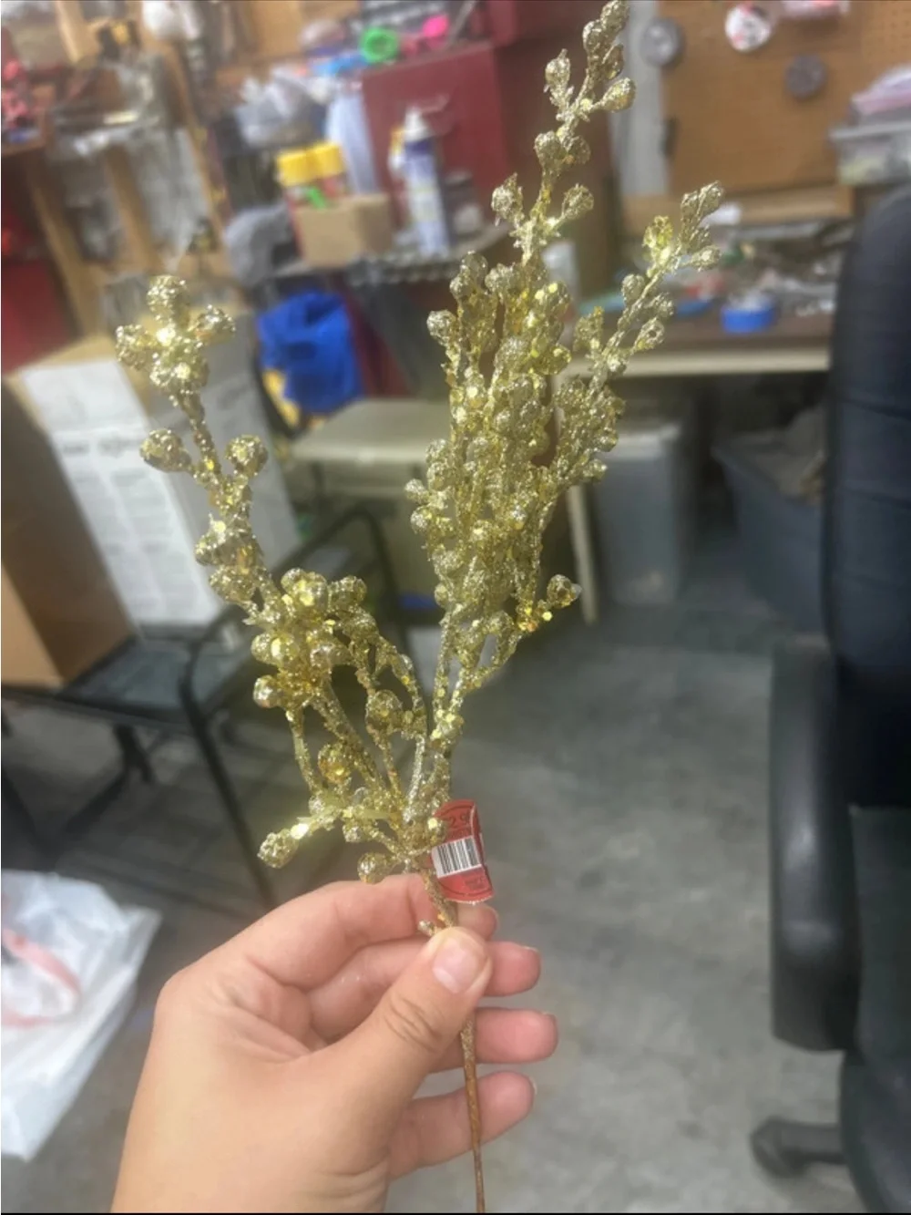 Gold Glitter Floral Stem Accent - Decorative Home Accent